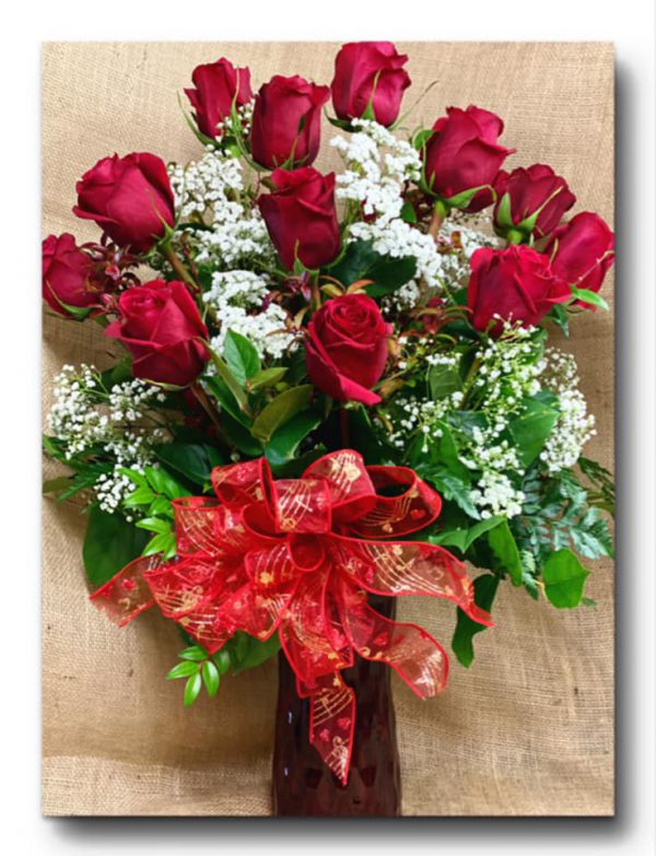 Valentine Dozen Roses Ocean Breeze Flowers and Gifts