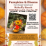 Event flyer for a 'Pumpkins & Blooms' floral design workshop by Ocean Breeze Flowers at Mahaffy Ranch, with date, location, and QR code.